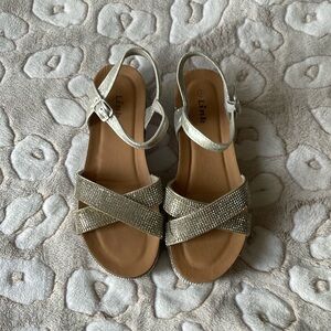 Link Silver Rhinestone Studded Platform Sandals Sz 4